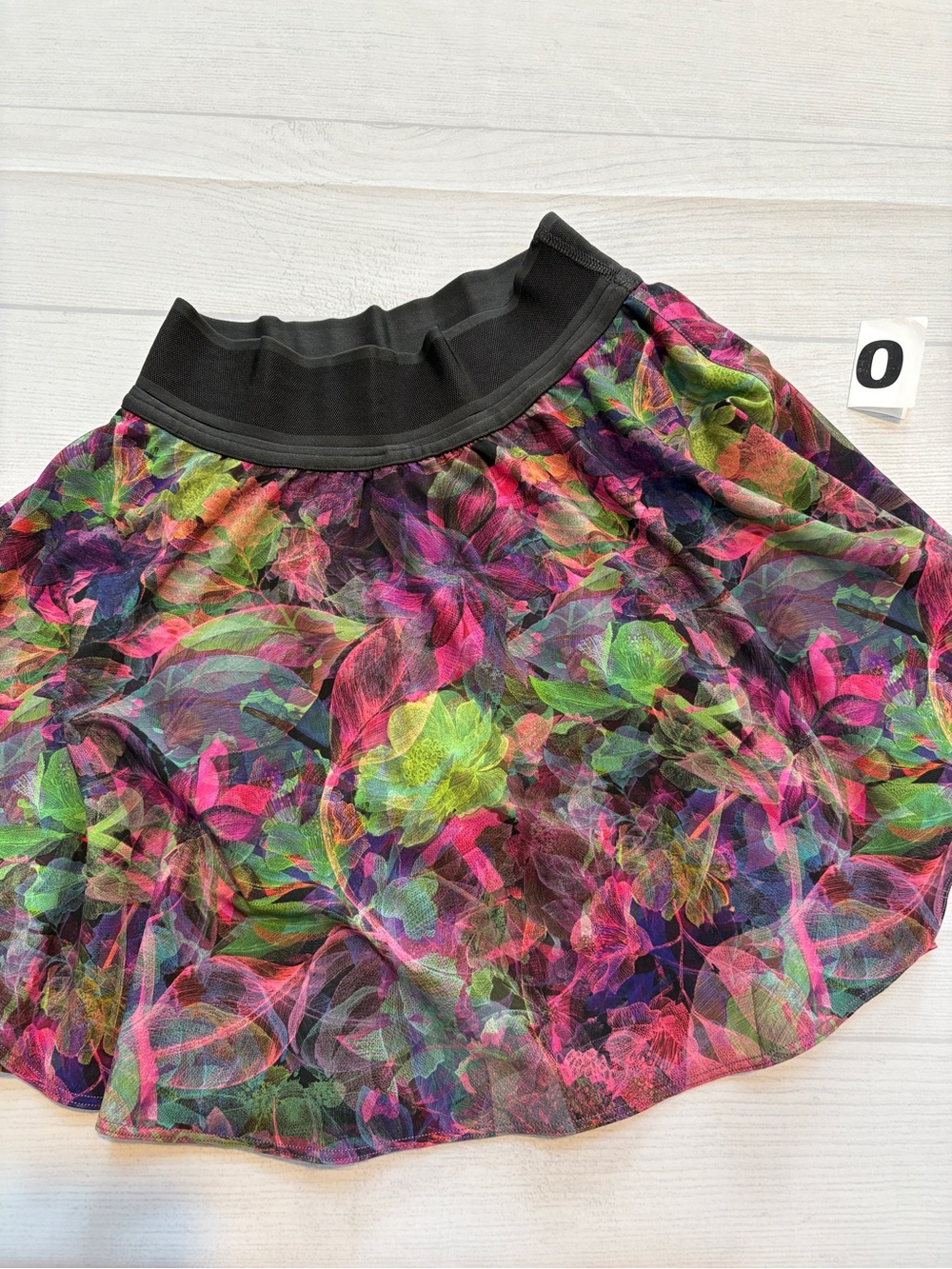 lululemon athletica Multicolor Floral Mesh Skirt with Black Waistband